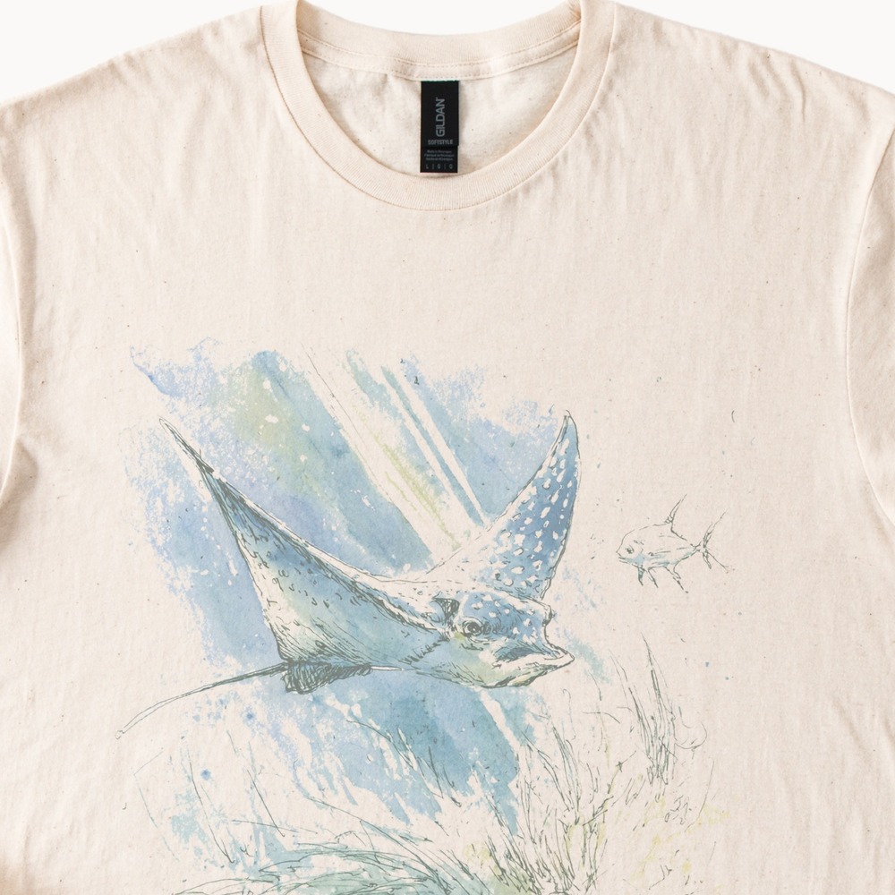 Spotted Eagle Ray Graphic Tee Vintage Style Ocean Illustration